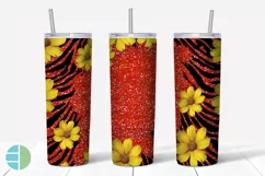 Yellow Flowers Tumbler | Zebra Print Sublimation Designs Product Image 5