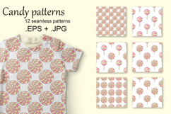 Cute pattern with sweets. Candies. Round lollipops seamless Product Image 1