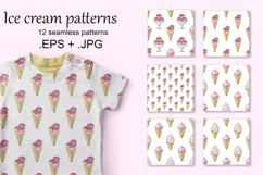 Cute ice cream in waffle cones seamless pattern. Summer Product Image 1