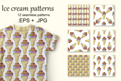 Cute ice cream in waffle cones seamless pattern. Summer Product Image 1