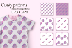 Cute seamless pattern with sweets. Heart rainbow lollipops Product Image 1