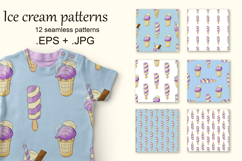 Blueberry ice cream. Cute summer Ice cream seamless pattern Product Image 1