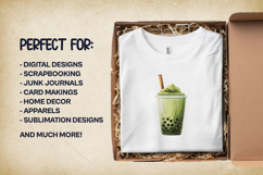 Matcha Boba Bubble Tea Clipart Bundle 4 PNG Product Image 2