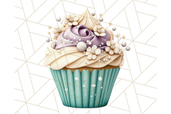Cupcake Clipart with Florals and Pastel Frosting Png, Spring Product Image 4