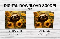 Cute Sloth Floral Sunflowers 20 oz Tumbler Wrap Product Image 2