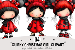 Whimsical Christmas Girl Clipart Watercolor PNG Product Image 1