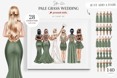 Pale Grass Wedding Clipart, Green Bridesmaids Product Image 1