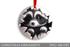 Cute Raccoon Christmas Ornament. Cute Raccoon Sublimation Product Image 1