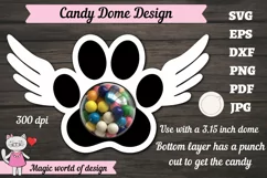 Dog paw with wings candy dome Svg, Paper Cut template Product Image 1