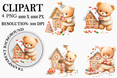 Whimsical Bear Clipart Watercolor PNG Product Image 1