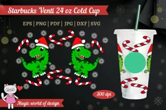 Santa Claus Dinosaur Svg, Full Wrap Venti Cold Cup 24 oz Product Image 1