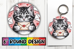 Heartfelt Circle Keychain Sublimation, Cat Valentin's Day Product Image 1