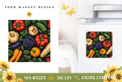 Cartoon Food Magnet Design, Vegetables Magnet Print Product Image 1