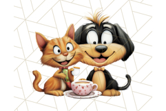 Dog and Cat Friends PNG, Cute Pet Clipart, Funny Animal Art Product Image 4