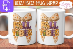 Fall Vibes mug wrap PNG, Retro Fall mug template Product Image 1
