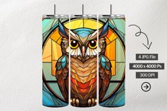 Baby Owl Stained Glass Square Coaster - 04 Variations Product Image 1