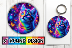 Bright Circle Keychain Design PNG, Cat Product Image 1