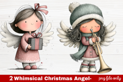 2 Whimsical Christmas Angel Clipart | Cute Holiday Angel PNG Product Image 1