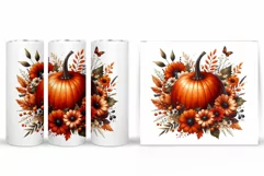 Fall Pumpkin Tumbler Sublimation. Fall Tumbler Design Product Image 2