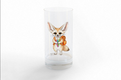 Cute Fennec Fox with Backpack Holding Crayons Watercolor PNG Product Image 2