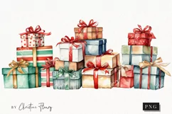 Watercolor Christmas Gifts Clipart | Watercolor Christmas Product Image 1