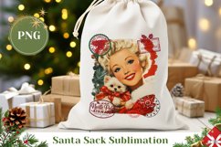 Retro Woman Santa Sack Template, Retro Christmas Gift Bag Product Image 1