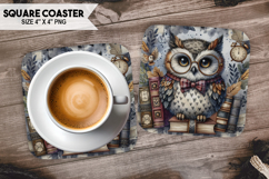 Cute Owl, Birds &amp; Others, Buffalo Plaid Square Coaster PNG Product Image 1