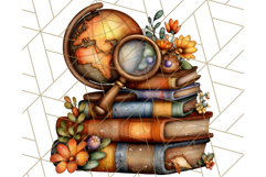 Autumn Library Clipart PNG, Cozy Fall Book Art Product Image 4