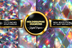Holographic Diamond Digital Papers - 04 variations Product Image 1