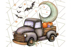 Halloween Cottagecore Truck PNG Clipart, Fall Style Clip Art Product Image 4