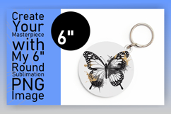 Charming Keychain Round Design PNG , Butterfly Product Image 1