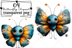 Whimsical Butterfly Flower Clipart Watercolor PNG Product Image 1