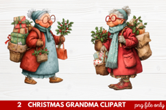 Christmas Grandma Clipart | Cute Holiday Granny PNG Illustra Product Image 1
