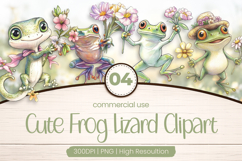 Cute Frog Lizard Clipart PNG Product Image 1