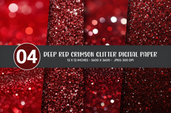 Deep Red Crimson Glitter Digital Paper Product Image 1
