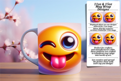 Elegant 15oz Mug Wrap Png Template , 3D Emoji Product Image 1