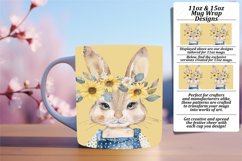 Watercolor Bunny and Flower Pattern for Mug Product Image 1