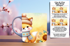 Elegant 15oz Mug Wrap Png Template , Cute Animals Product Image 1