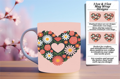 Lovely 15oz Mug Wrap Png Design , Flowers Heart Product Image 1