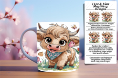 Trendy 11oz Mug Wrap Png Template , Cute Cow Product Image 1