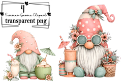Whimsical Summer Gnome Clipart Watercolor PNG Product Image 1