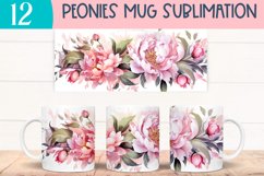 Watercolor peony mug wraps for Sublimation BUNDLE PNG Product Image 2