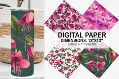 Fuchsia Flowers Pattern Digital Paper- Flowers Background Product Image 1