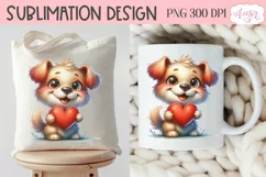 Cute dog holding a heart PNG design for Valentine's Day Product Image 2
