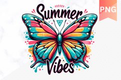 Summer Vibes - Butterfly Sublimation - Clipart PNG Design Product Image 1