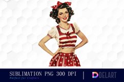Retro American Mom Watercolor Clipart Product Image 1