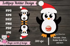 Penguin in Santa hat lollipop Holder svg, papercut template Product Image 2