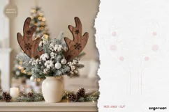 Reindeer Antler Plant Stake Laser Cut | Herb Label | SVG Product Image 2