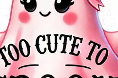 Too Cute to Spook Halloween PNG, Pink Ghost Sublimation Product Image 5