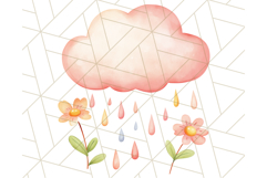 Pastel Watercolor Spring Clipart, Cheerful Floral Png Design Product Image 4